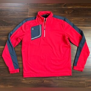Galvin Green Men's Red & Navy Quarter-Zip Pullover Sweater, XL